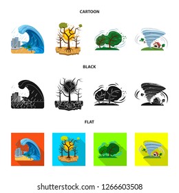 Isolated object of natural and disaster logo. Set of natural and risk vector icon for stock.