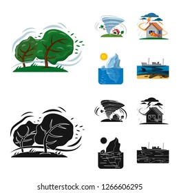 Isolated object of natural and disaster logo. Set of natural and risk stock symbol for web.