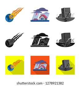 Isolated object of natural and disaster logo. Set of natural and risk vector icon for stock.