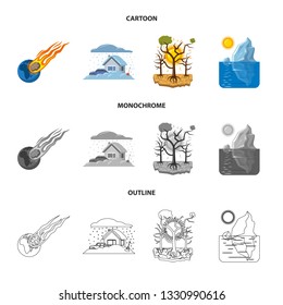 Isolated object of natural and disaster logo. Collection of natural and risk vector icon for stock.