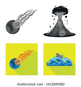 Isolated object of natural and disaster logo. Set of natural and risk stock symbol for web.