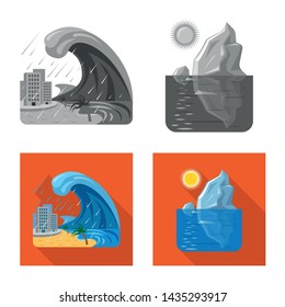 Isolated object of natural and disaster logo. Set of natural and risk vector icon for stock.