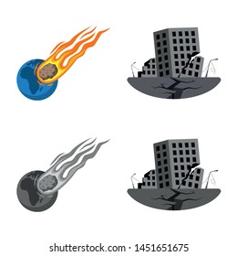 Isolated object of natural and disaster logo. Set of natural and risk vector icon for stock.