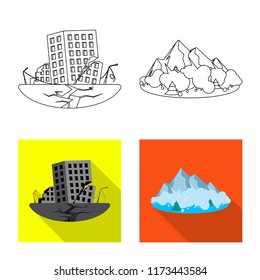 Isolated object of natural and disaster sign. Collection of natural and risk vector icon for stock.