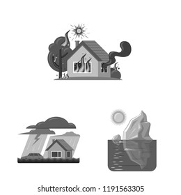 Isolated object of natural and disaster sign. Set of natural and risk stock symbol for web.