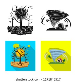 Isolated object of natural and disaster sign. Set of natural and risk stock vector illustration.