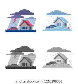 Isolated object of natural and disaster sign. Set of natural and risk stock symbol for web.