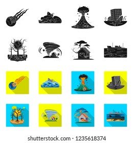 Isolated object of natural and disaster sign. Collection of natural and risk stock vector illustration.