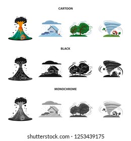 Isolated object of natural and disaster sign. Set of natural and risk vector icon for stock.