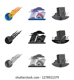 Isolated object of natural and disaster sign. Collection of natural and risk vector icon for stock.