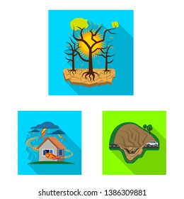 Isolated object of natural and disaster sign. Collection of natural and risk vector icon for stock.
