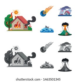 Isolated object of natural and disaster sign. Set of natural and risk vector icon for stock.