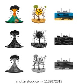 Isolated object of natural and disaster symbol. Set of natural and risk stock symbol for web.