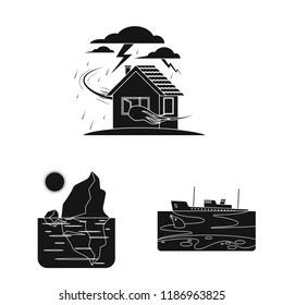 Isolated object of natural and disaster symbol. Set of natural and risk vector icon for stock.