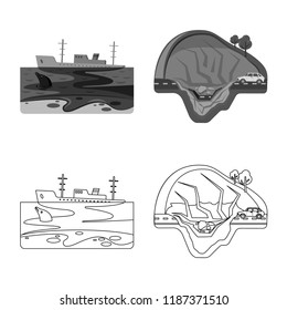 Isolated object of natural and disaster symbol. Collection of natural and risk stock vector illustration.
