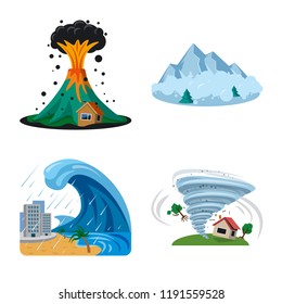 Isolated object of natural and disaster symbol. Set of natural and risk vector icon for stock.