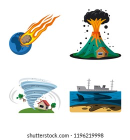 Isolated object of natural and disaster symbol. Set of natural and risk stock symbol for web.