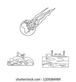Isolated object of natural and disaster symbol. Collection of natural and risk stock symbol for web.