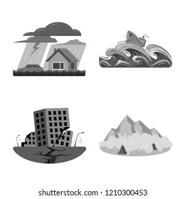 Isolated object of natural and disaster symbol. Set of natural and risk stock symbol for web.