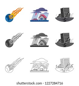 Isolated object of natural and disaster symbol. Collection of natural and risk vector icon for stock.