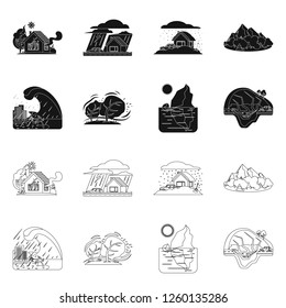 Isolated object of natural and disaster symbol. Collection of natural and risk stock symbol for web.