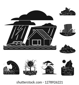 Isolated object of natural and disaster symbol. Set of natural and risk stock vector illustration.