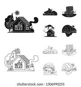 Isolated object of natural and disaster symbol. Collection of natural and risk stock symbol for web.