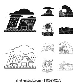 Isolated object of natural and disaster symbol. Set of natural and risk stock symbol for web.