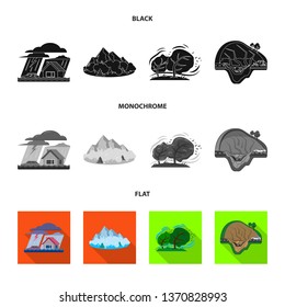 Isolated object of natural and disaster symbol. Collection of natural and risk stock vector illustration.