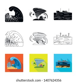Isolated object of natural and disaster symbol. Collection of natural and risk vector icon for stock.