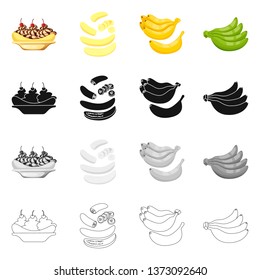 Isolated object of natural and vegetarian logo. Collection of natural and eating stock vector illustration.