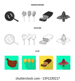 Isolated object of natural and vegetarian logo. Set of natural and eating stock vector illustration.