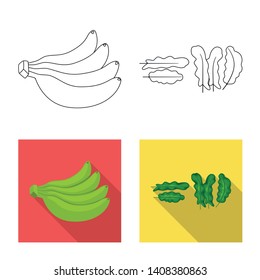Isolated object of natural and vegetarian logo. Set of natural and eating stock vector illustration.