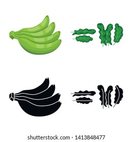 Isolated object of natural and vegetarian logo. Set of natural and eating stock vector illustration.