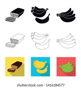 Isolated object of natural and vegetarian logo. Set of natural and eating stock vector illustration.