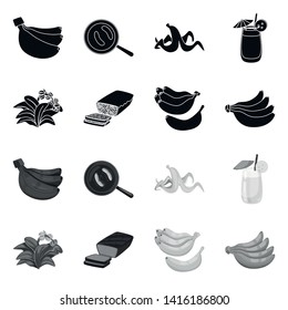 Isolated object of natural and vegetarian logo. Collection of natural and eating stock vector illustration.