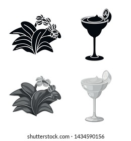 Isolated object of natural and vegetarian logo. Collection of natural and eating vector icon for stock.