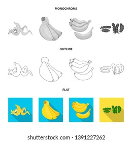 Isolated object of natural and vegetarian sign. Set of natural and eating stock symbol for web.