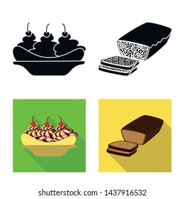 Isolated object of natural and vegetarian sign. Set of natural and eating stock symbol for web.