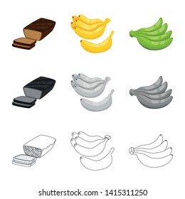 Isolated object of natural and vegetarian symbol. Set of natural and eating stock vector illustration.