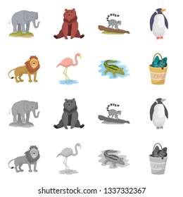 Isolated object of nature  and animal icon. Collection of nature  and animal stock symbol for web.