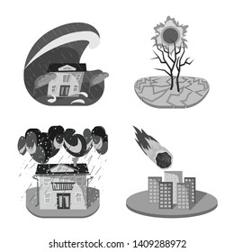 Isolated object of nature and apocalypse  logo. Collection of nature and environment  stock symbol for web.