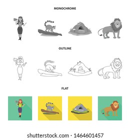 Isolated object of nature and fun icon. Set of nature and entertainment stock vector illustration.