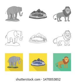 Isolated object of nature and fun logo. Collection of nature and entertainment stock symbol for web.