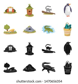Isolated object of nature and fun logo. Set of nature and entertainment vector icon for stock.