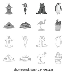 Isolated object of nature and fun sign. Set of nature and entertainment vector icon for stock.