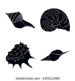 Isolated object of nature and ocean logo. Collection of nature and mollusk stock vector illustration.