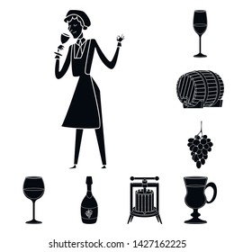 Isolated object of nature and product logo. Collection of nature and winery stock vector illustration.