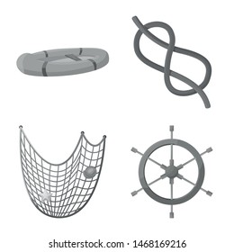 Isolated object of nautical and voyage symbol. Set of nautical and seafaring vector icon for stock.