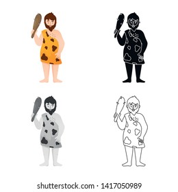 Isolated object of neanderthal and man icon. Collection of neanderthal and prehistoric vector icon for stock.